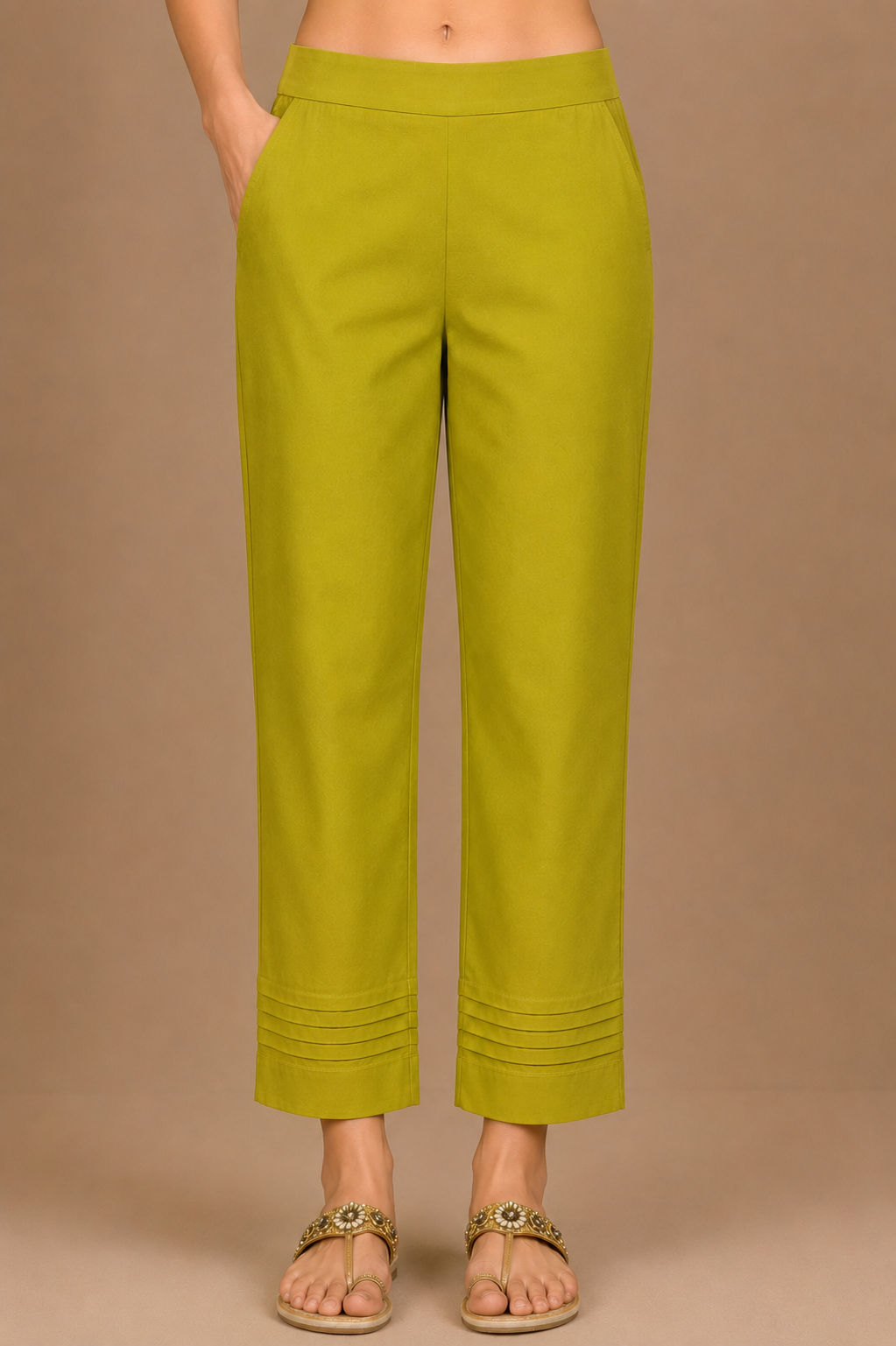 Grey Meadow- Mist grey Jaipur cotton kurta with green straight pants