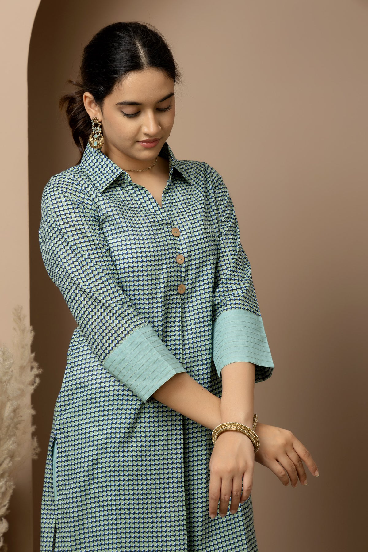 Neer- Aqua cotton geometric Kurta