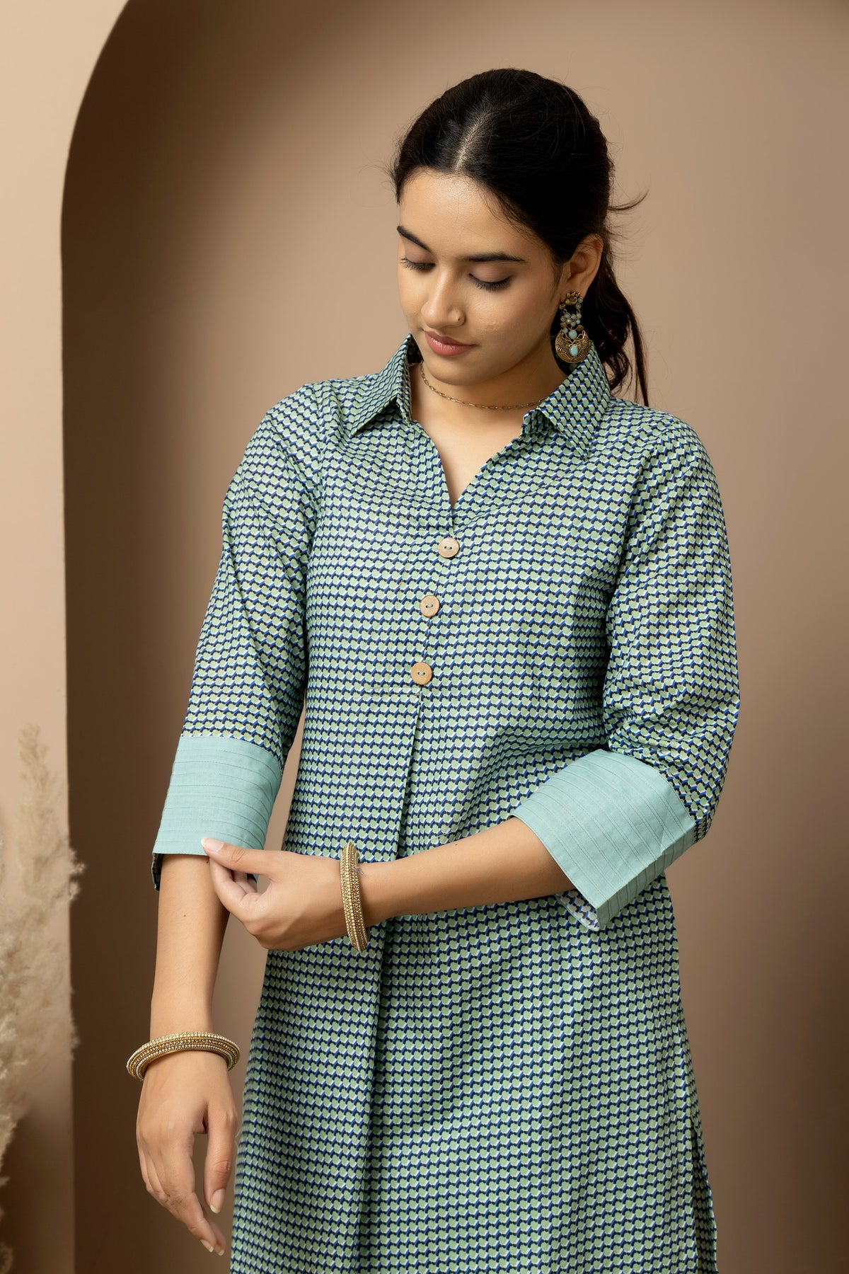 Neer- Aqua cotton geometric Kurta