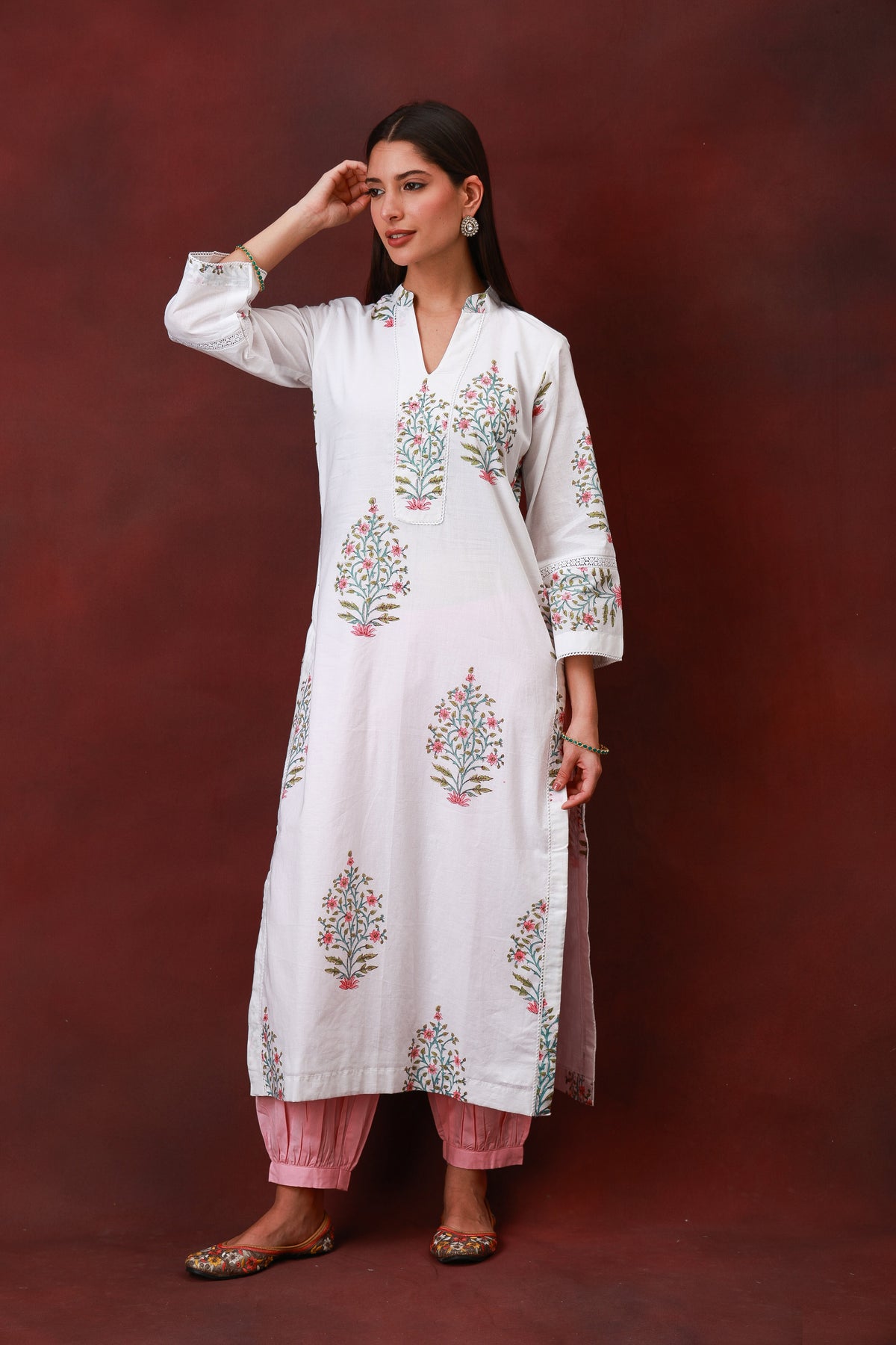 Chandini Gul Jaipur hand block floral cotton kurta - view 6