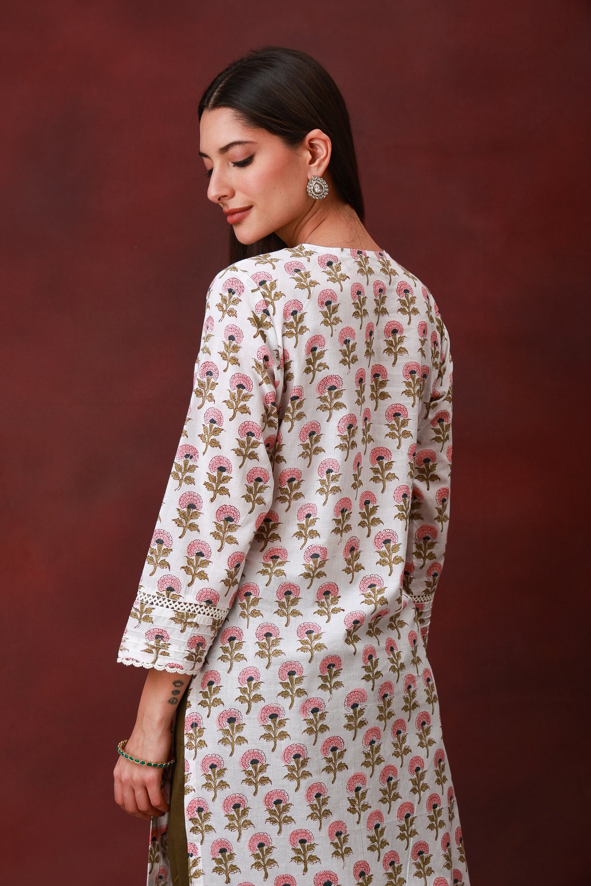 Gul Phool Jaipur hand block floral cotton kurta - view 7