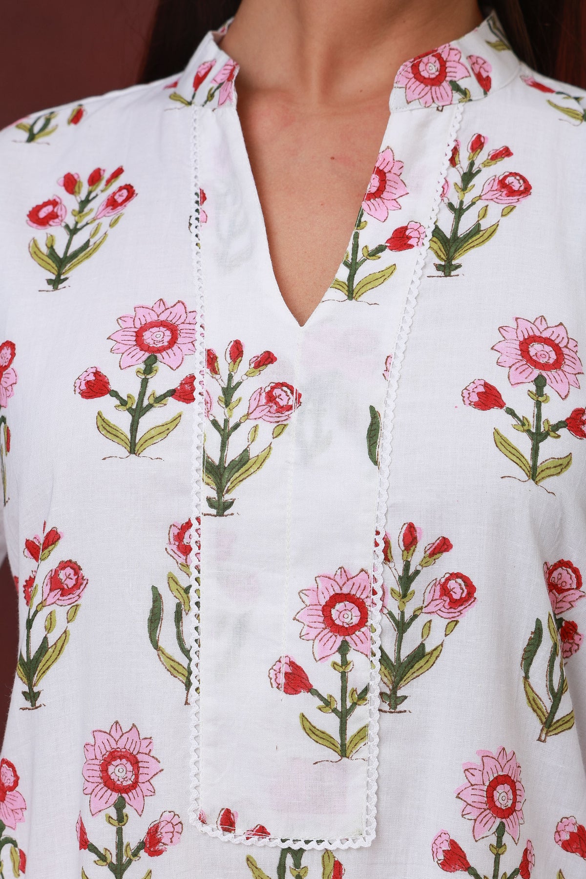 Phool Pari Jaipur hand block floral cotton kurta - view 3