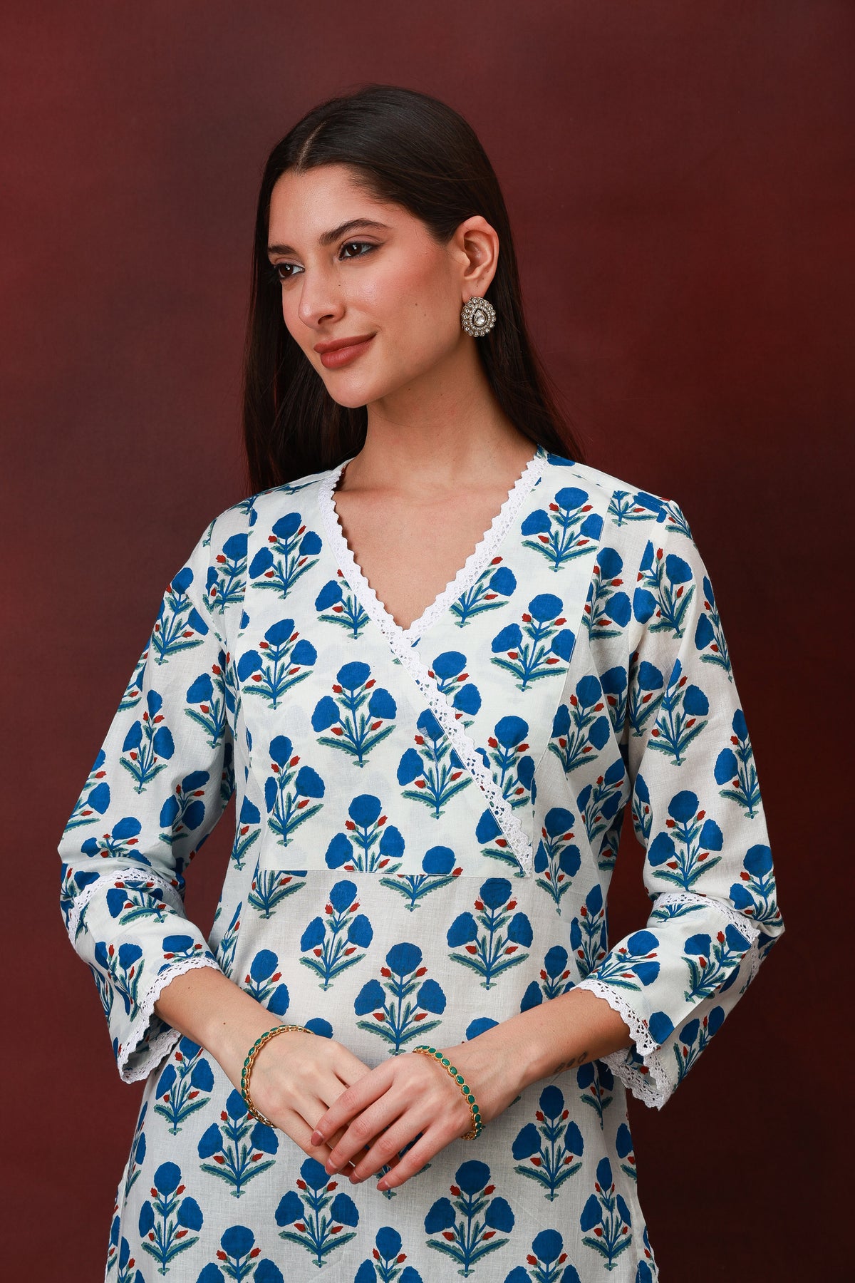 Neelanjali Jaipur hand block floral cotton kurta