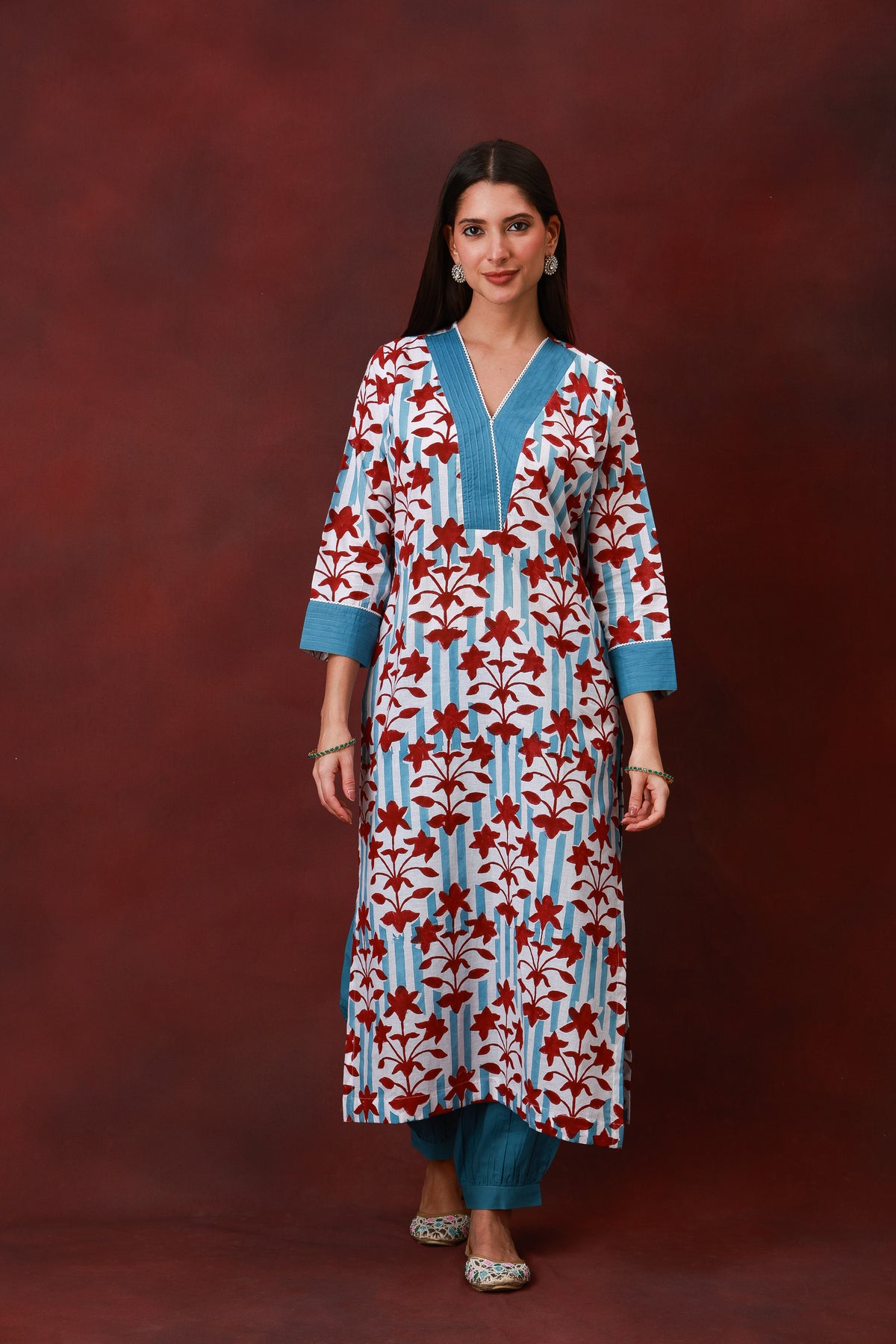 Neelam Jaipur hand block floral cotton kurta - view 5