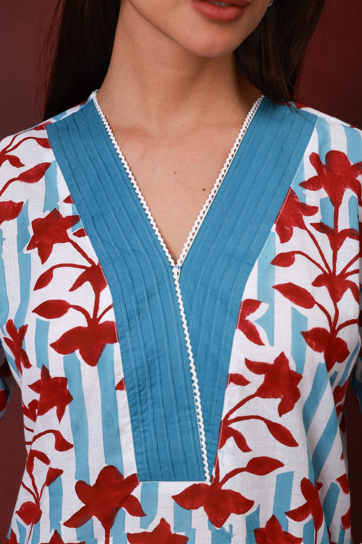Neelam Jaipur hand block floral cotton kurta - view 3