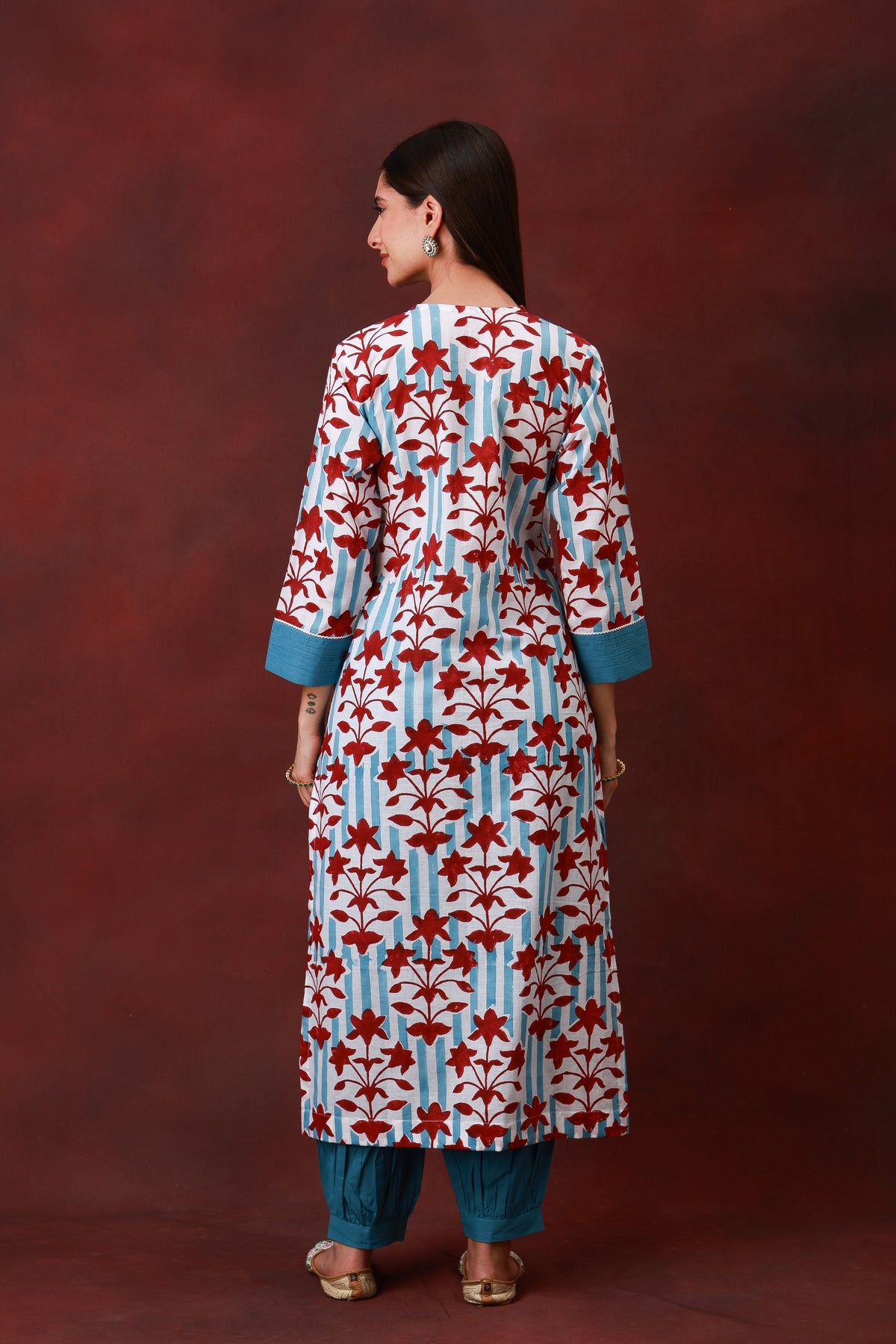 Neelam Jaipur hand block floral cotton kurta - view 6