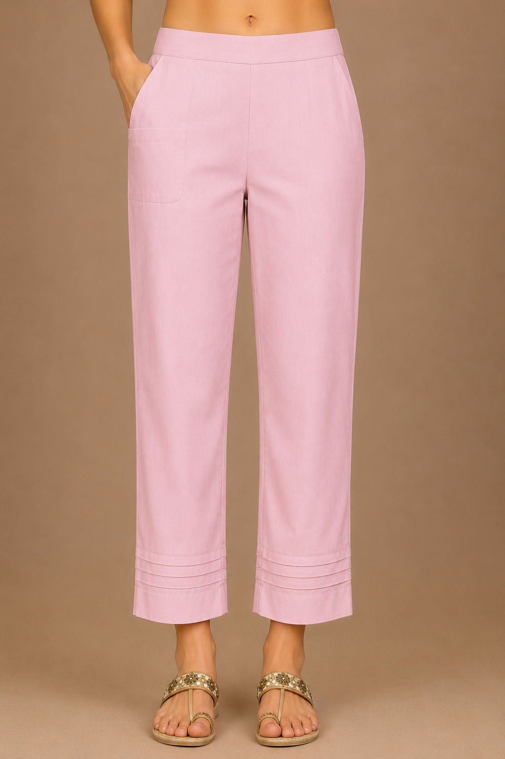 Ivory Blossum- Ivory white Jaipur hand block kurta with pink straight pants