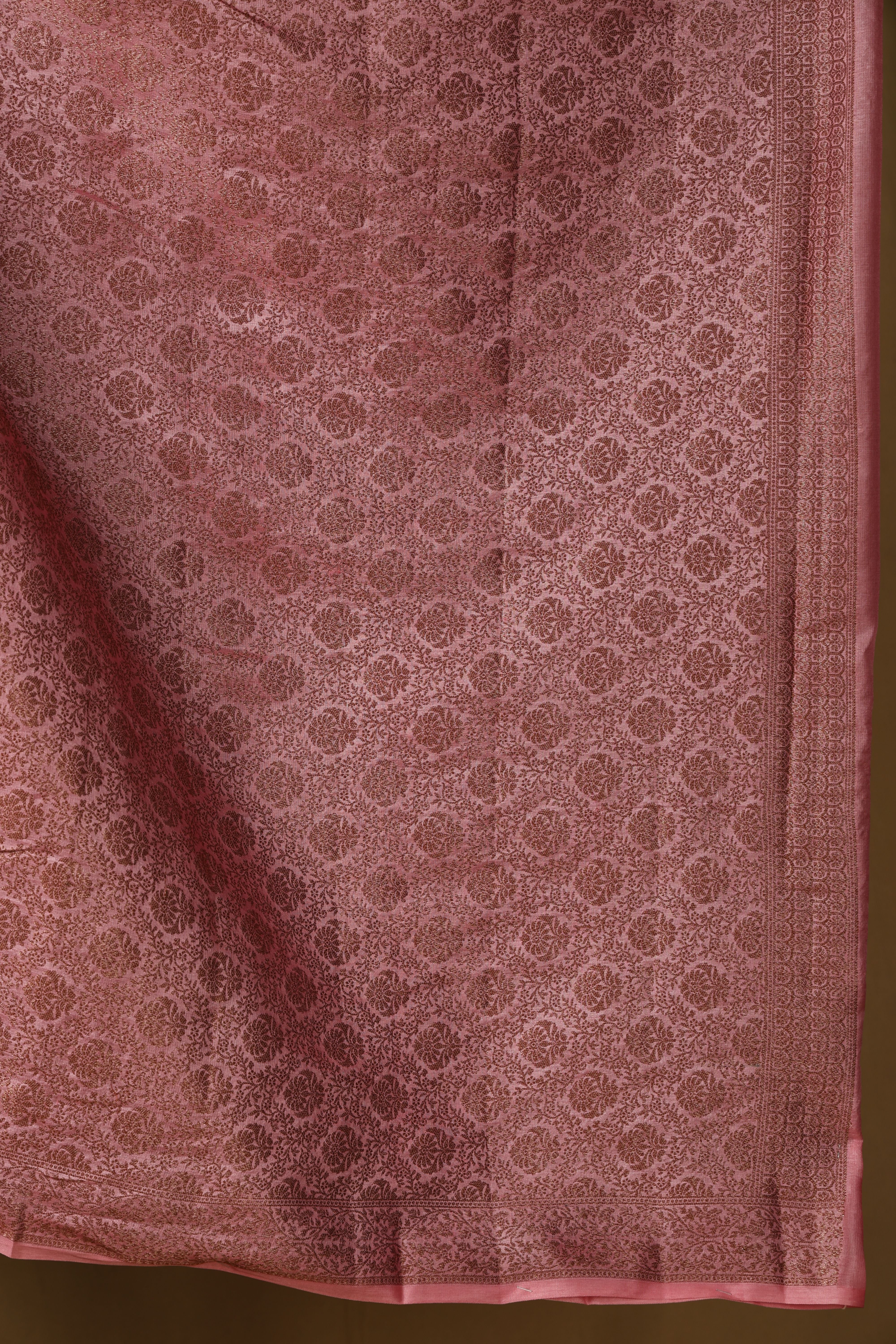 Banarasi pure Tussar Silk pink saree with thread weave bute and border