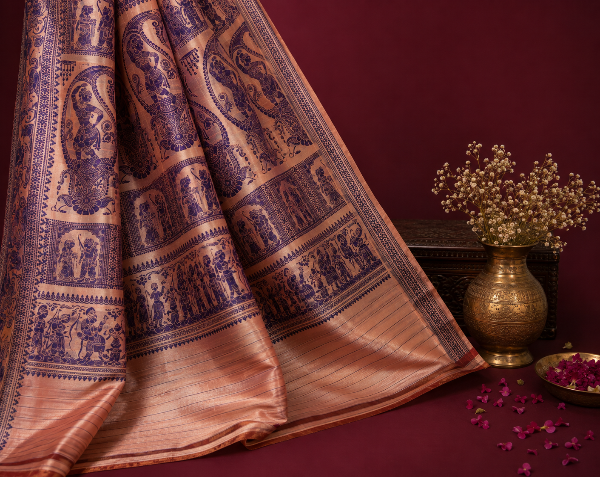 Handloom weaving a Baluchari sari in Bishnupur, West Bengal