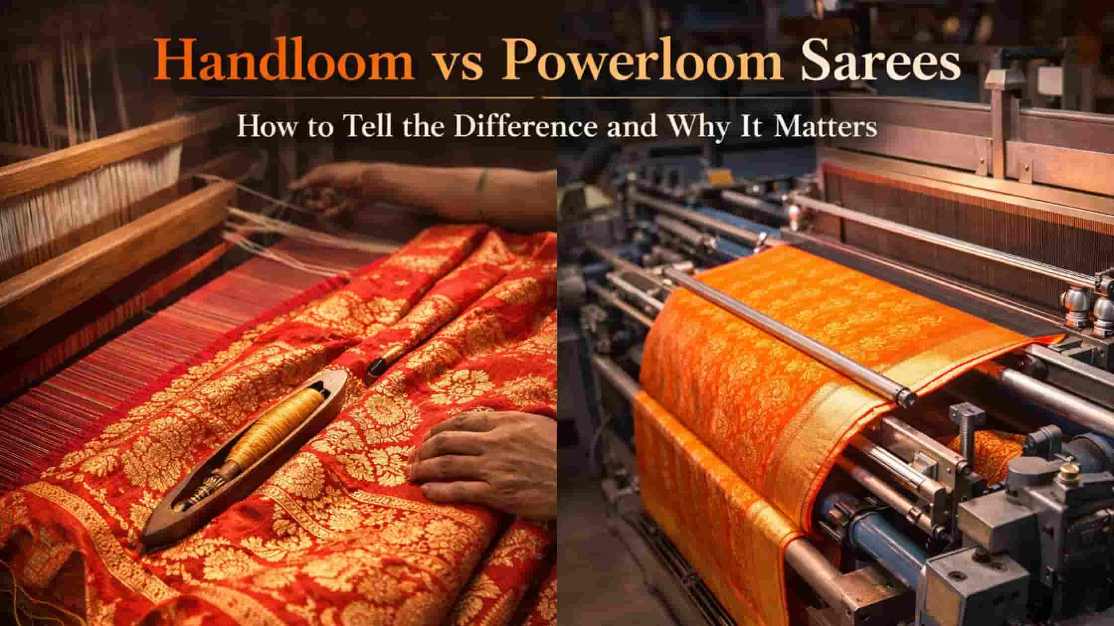 Handloom vs Powerloom Sarees: What Changes Craft by Craft and How to Tell the Difference