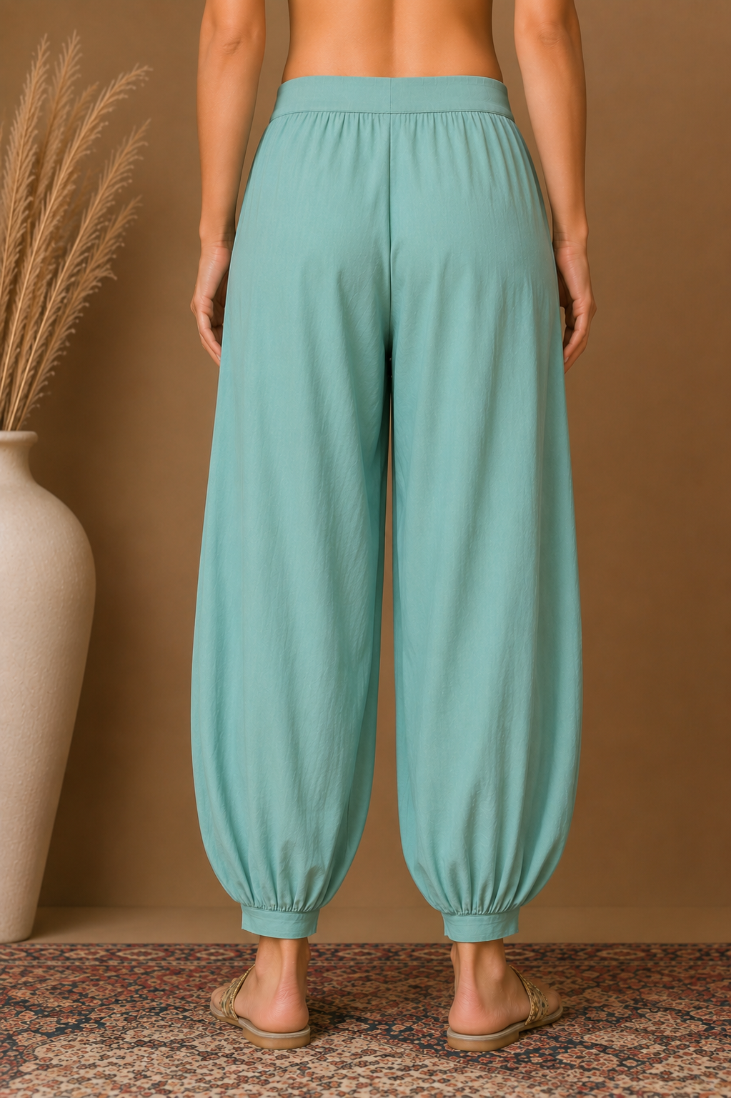 Neer- Aqua cotton geometric Kurta with green Afghani pants