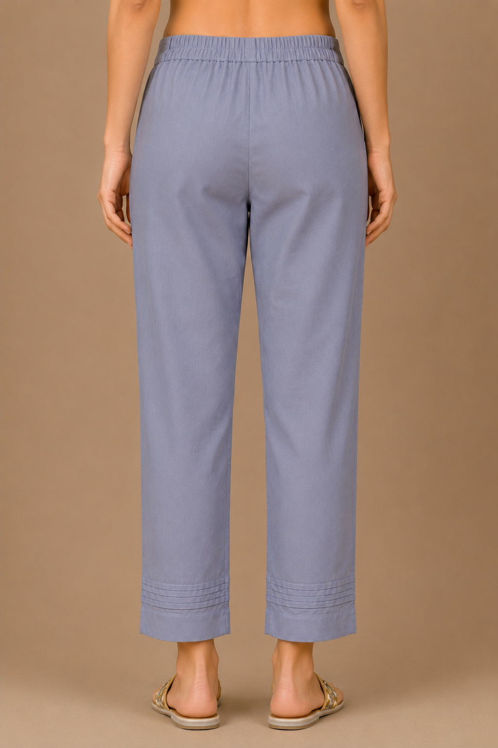 Midnight Indigo- soft ivory and indigo digital print Cotton Kurta with grey straight pants