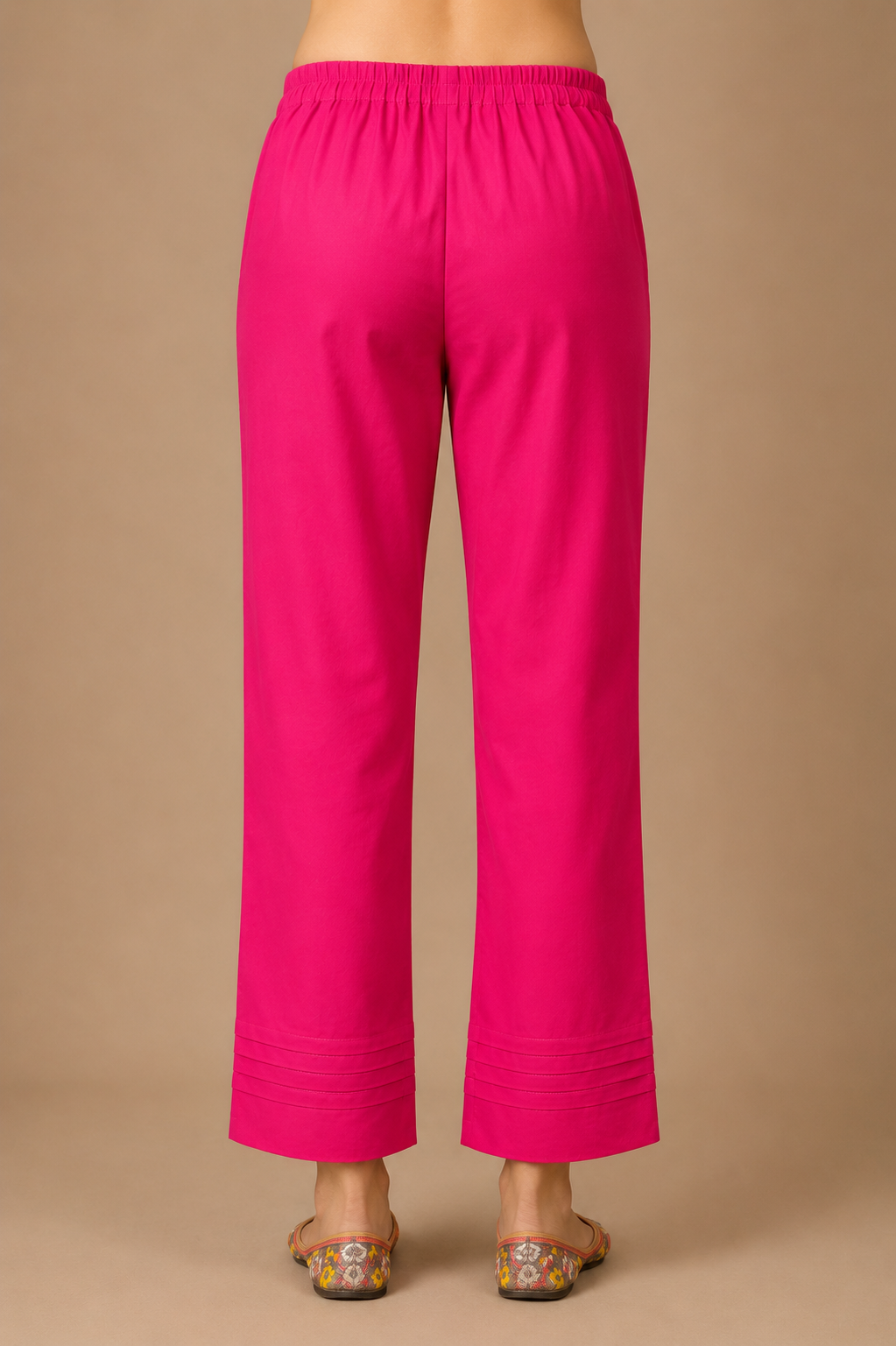 Rani Phool- Magenta and mustard floral kurta with rani pink straight pants