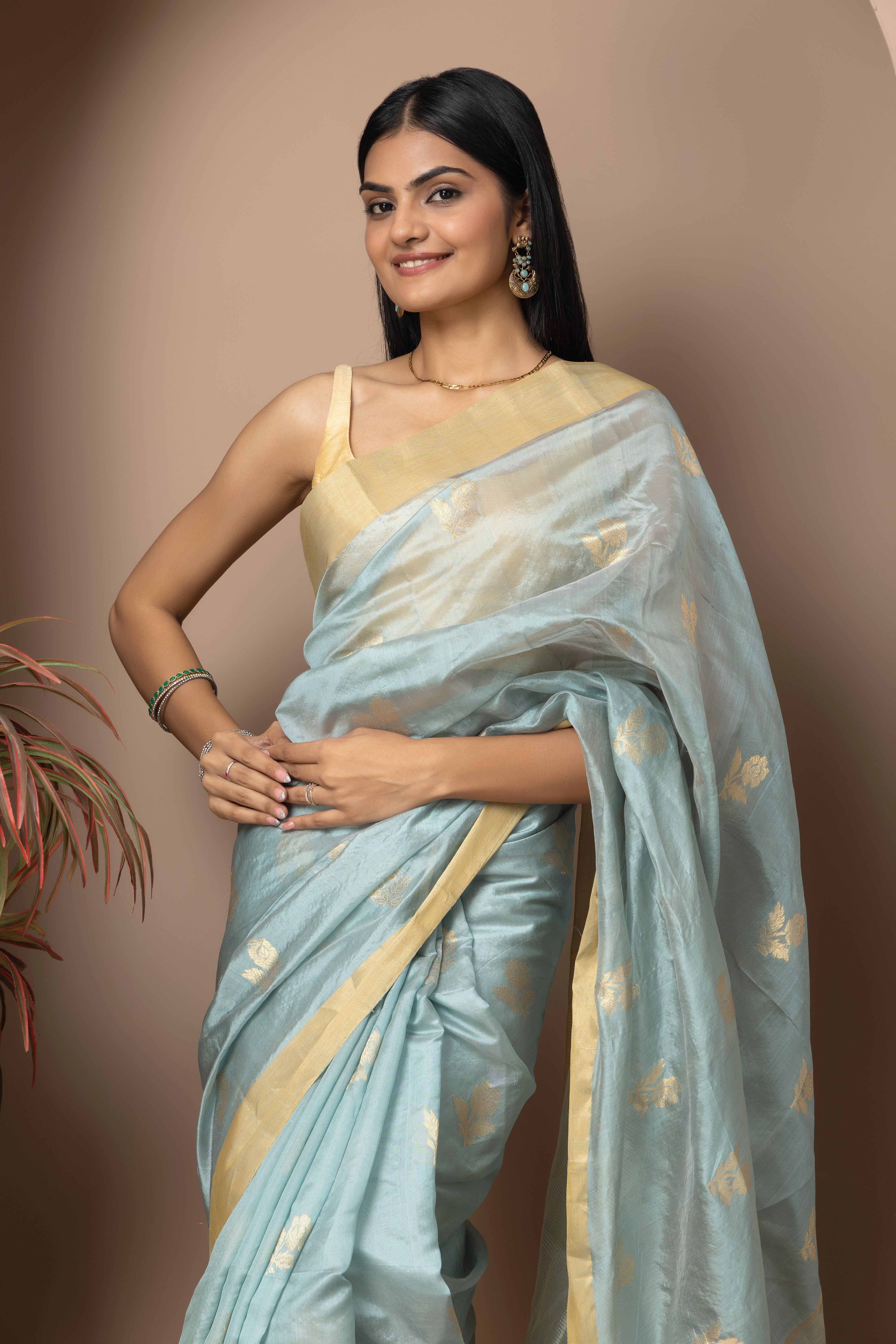 Chanderi handwoven pure pattu pastel sea green saree
