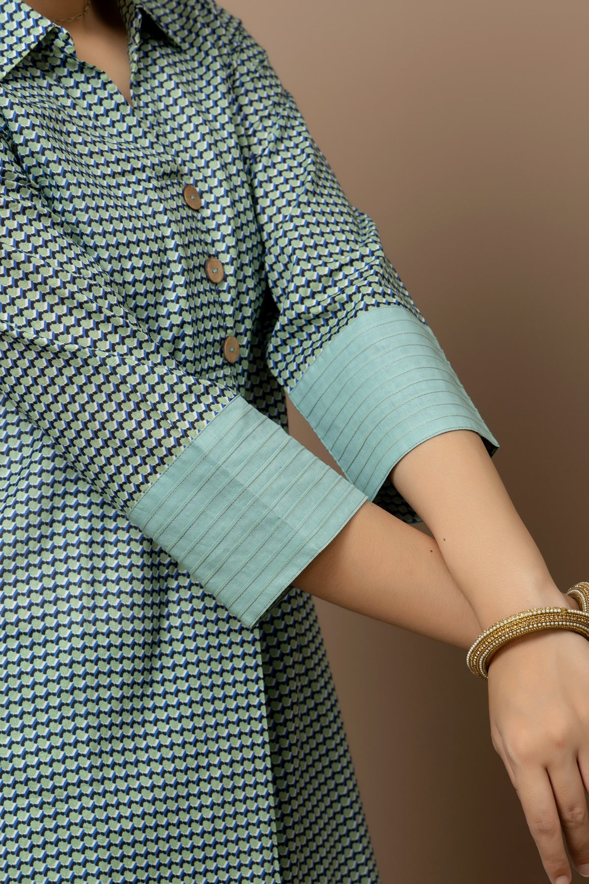 Neer- Aqua cotton geometric Kurta