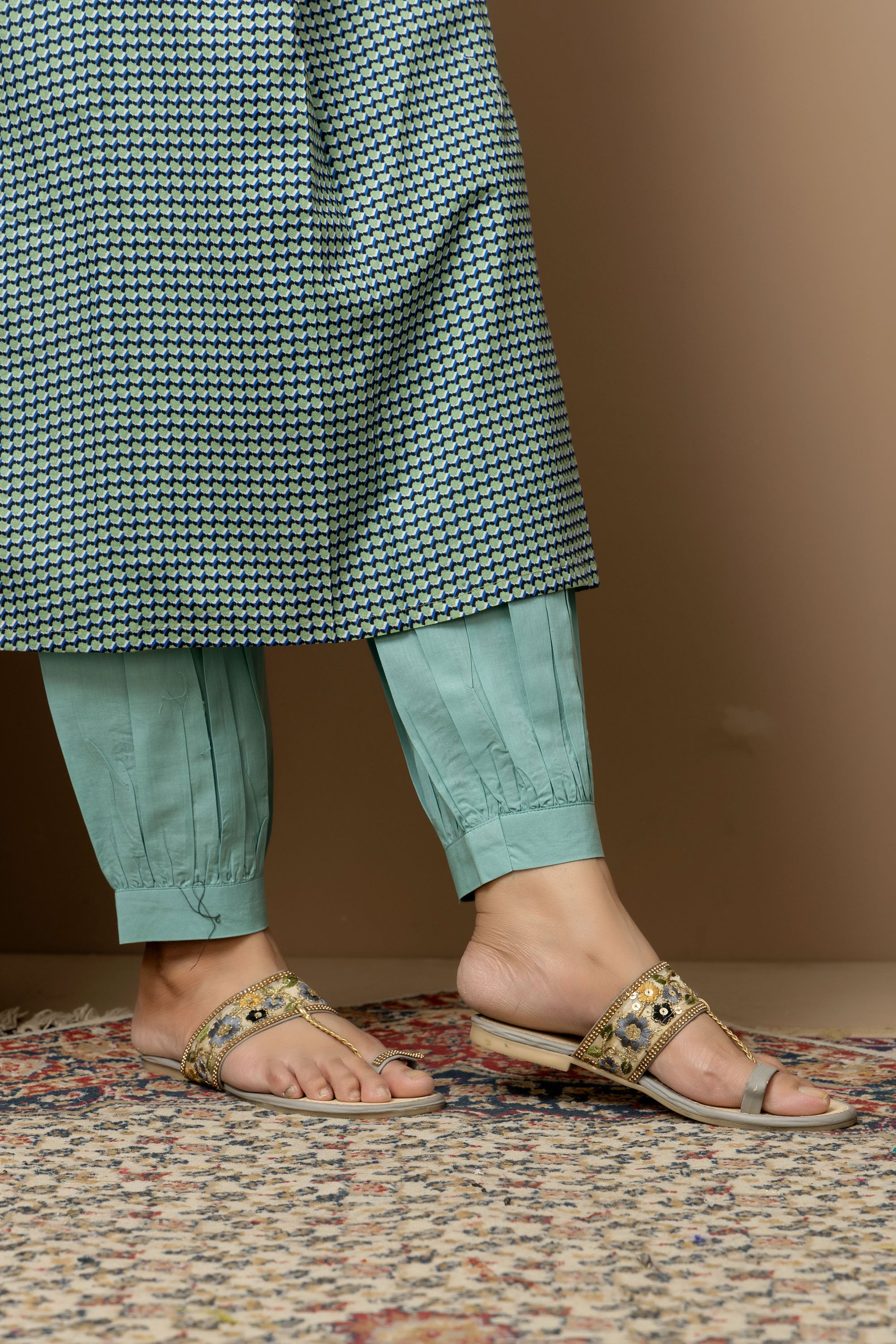 Neer- Aqua cotton geometric Kurta