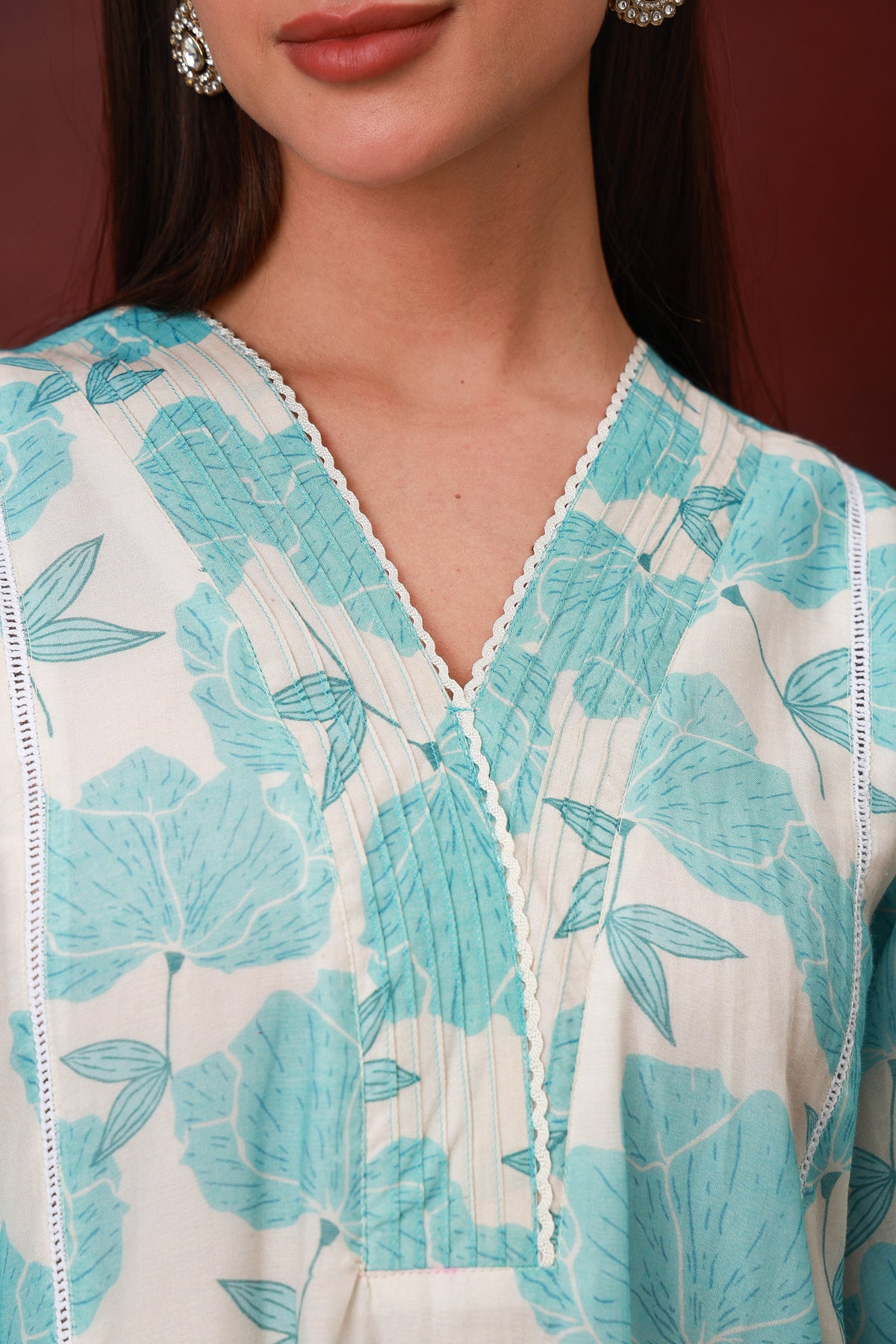 Neelanjali sky blue Chanderi silk three-piece suit with dupatta, view 3