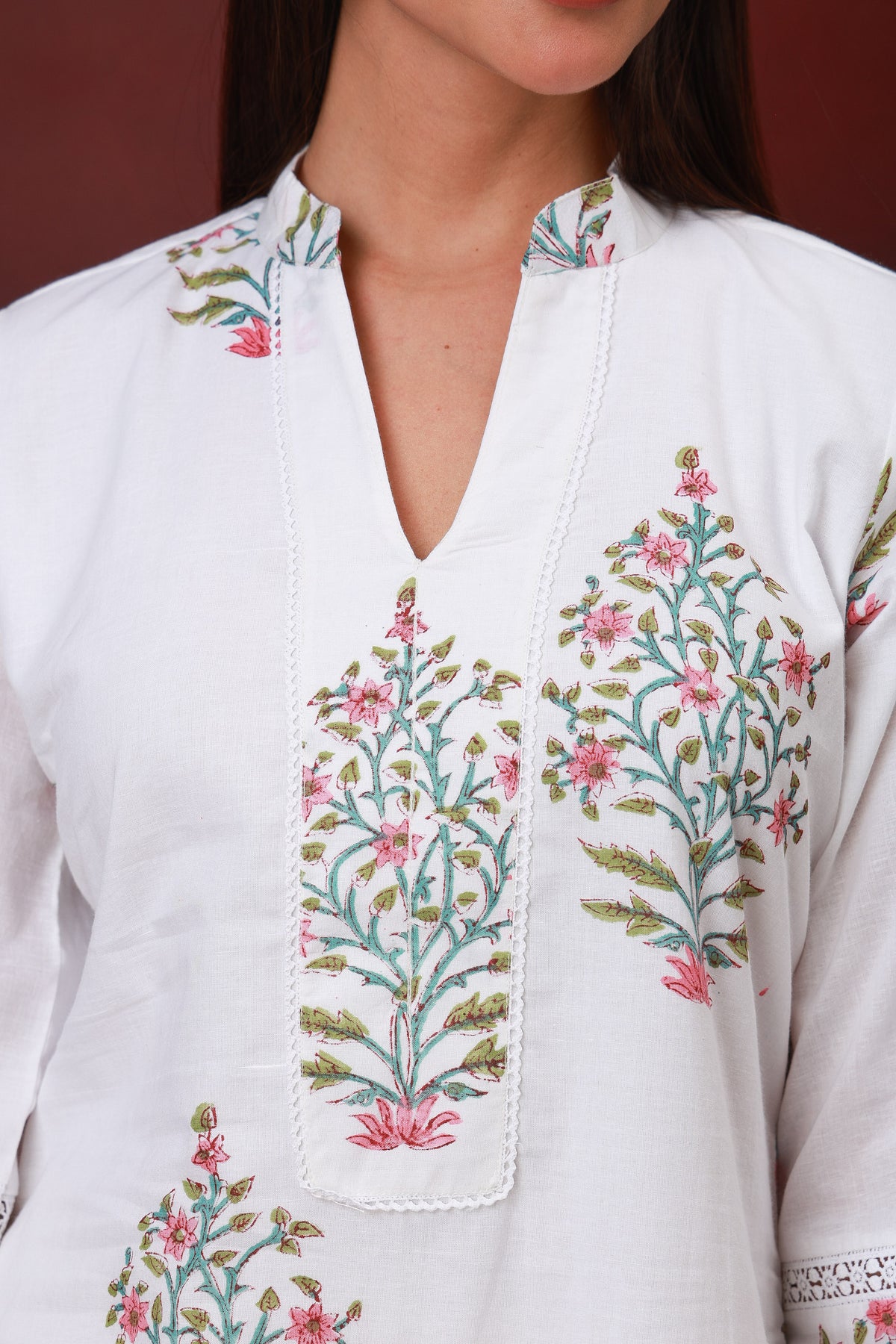 Chandini Gul Jaipur hand block floral cotton kurta - view 2