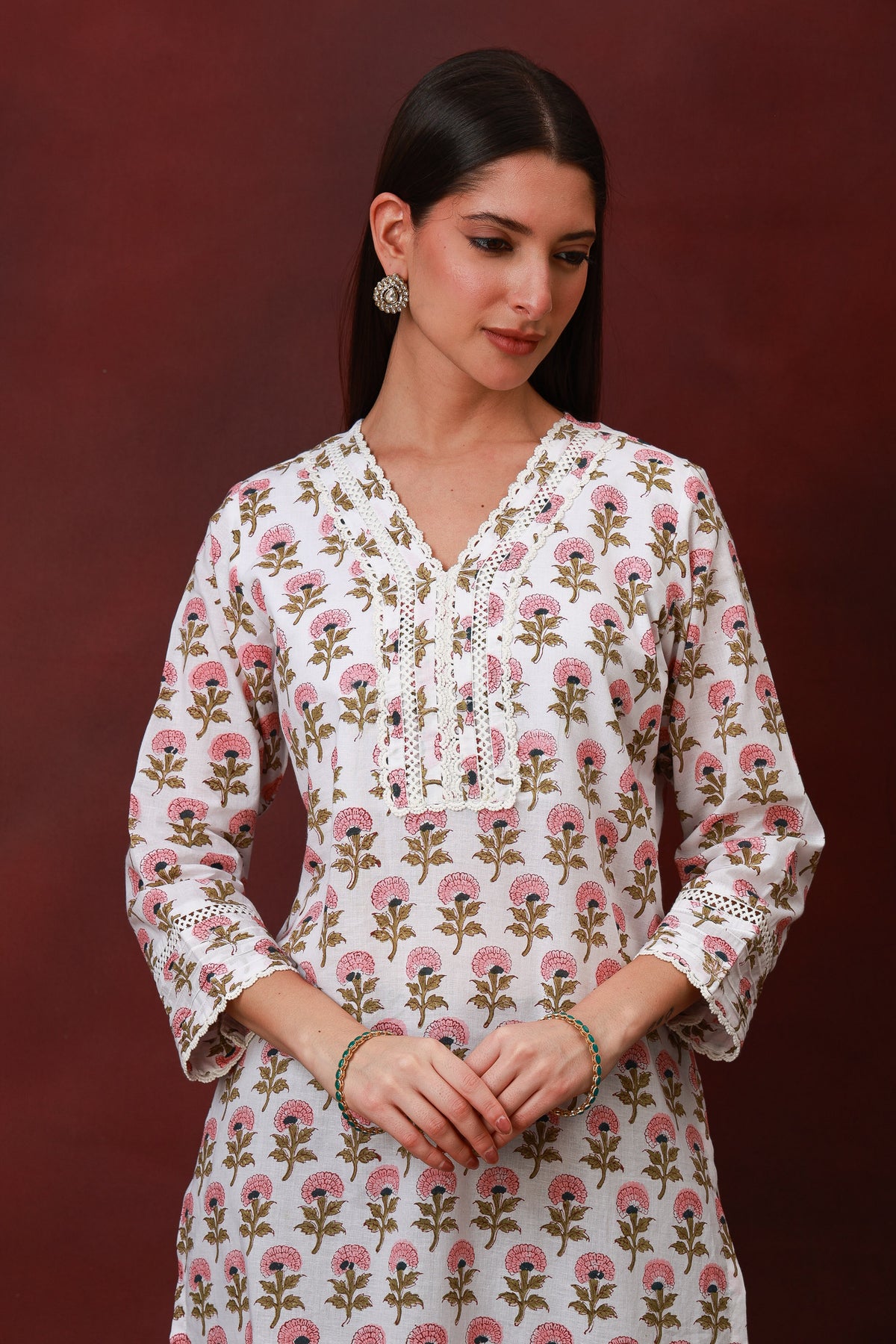 Gul Phool Jaipur hand block floral cotton kurta