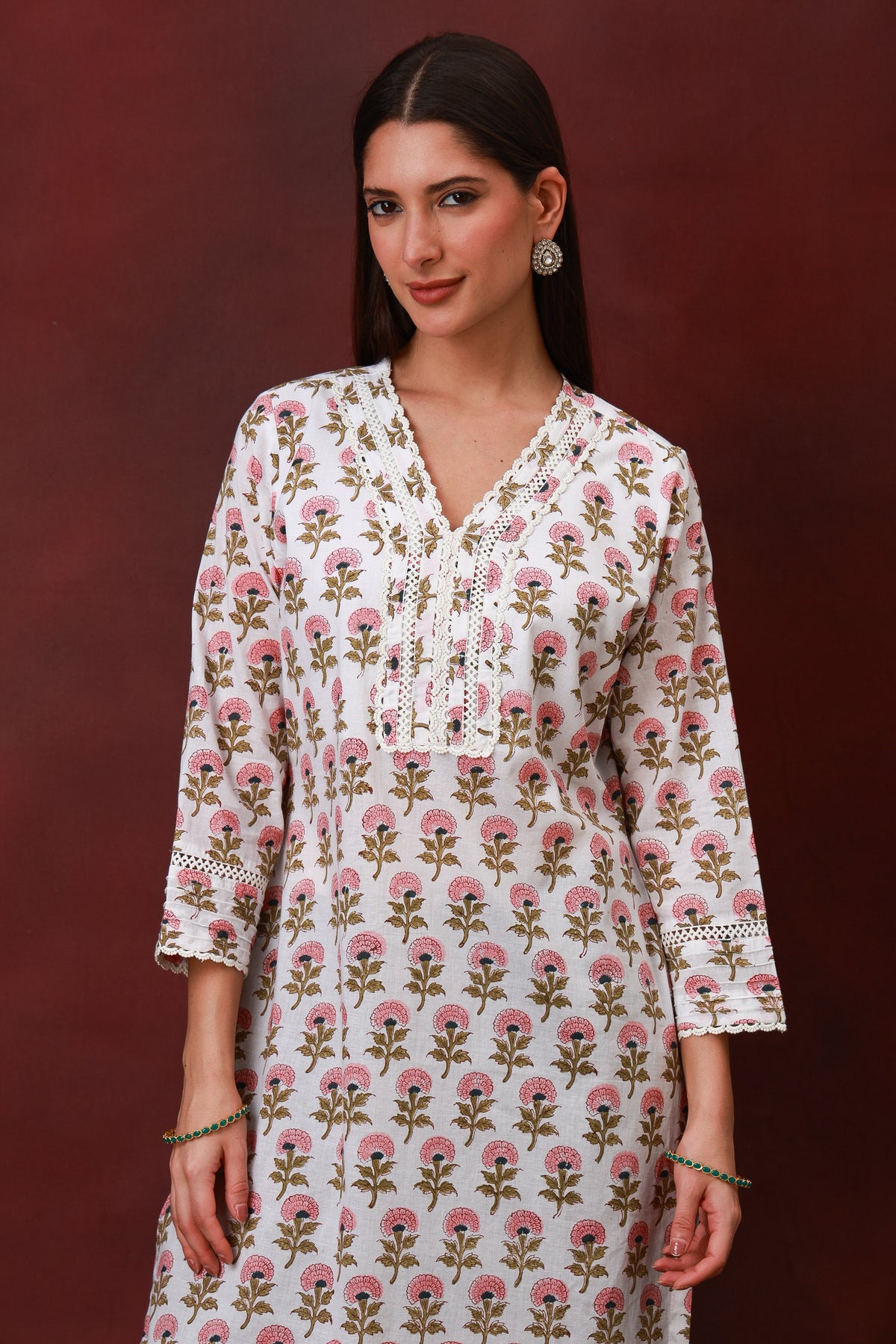 Gul Phool Jaipur hand block floral cotton kurta - view 2