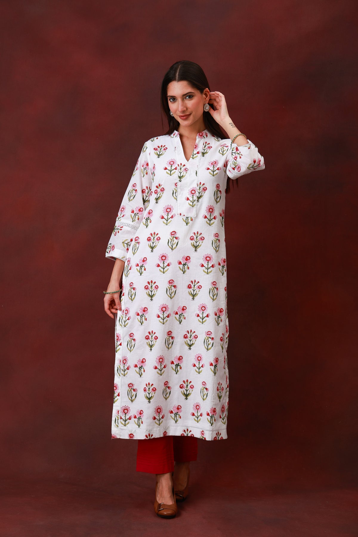 Phool Pari Jaipur hand block floral cotton kurta - view 5