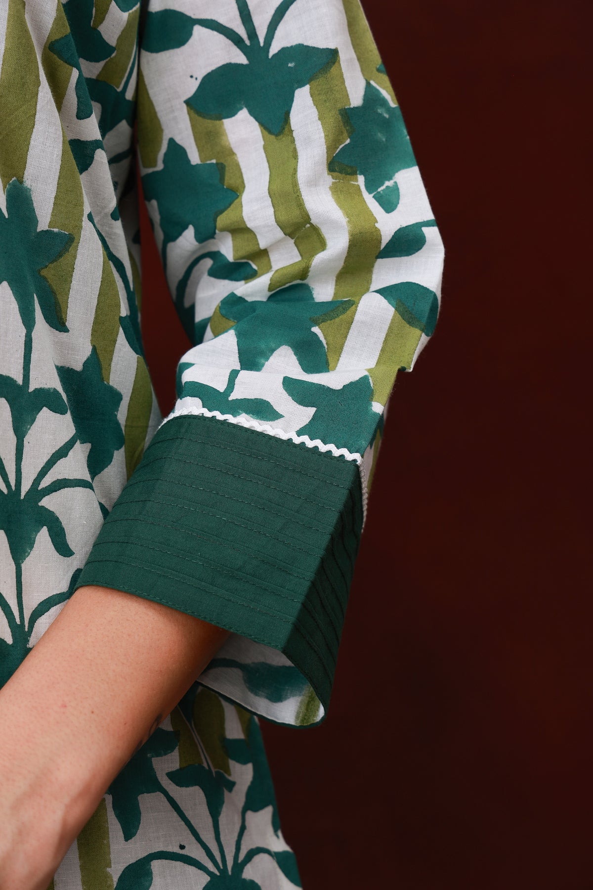 Vanika green Jaipur hand block floral cotton kurta - view 4