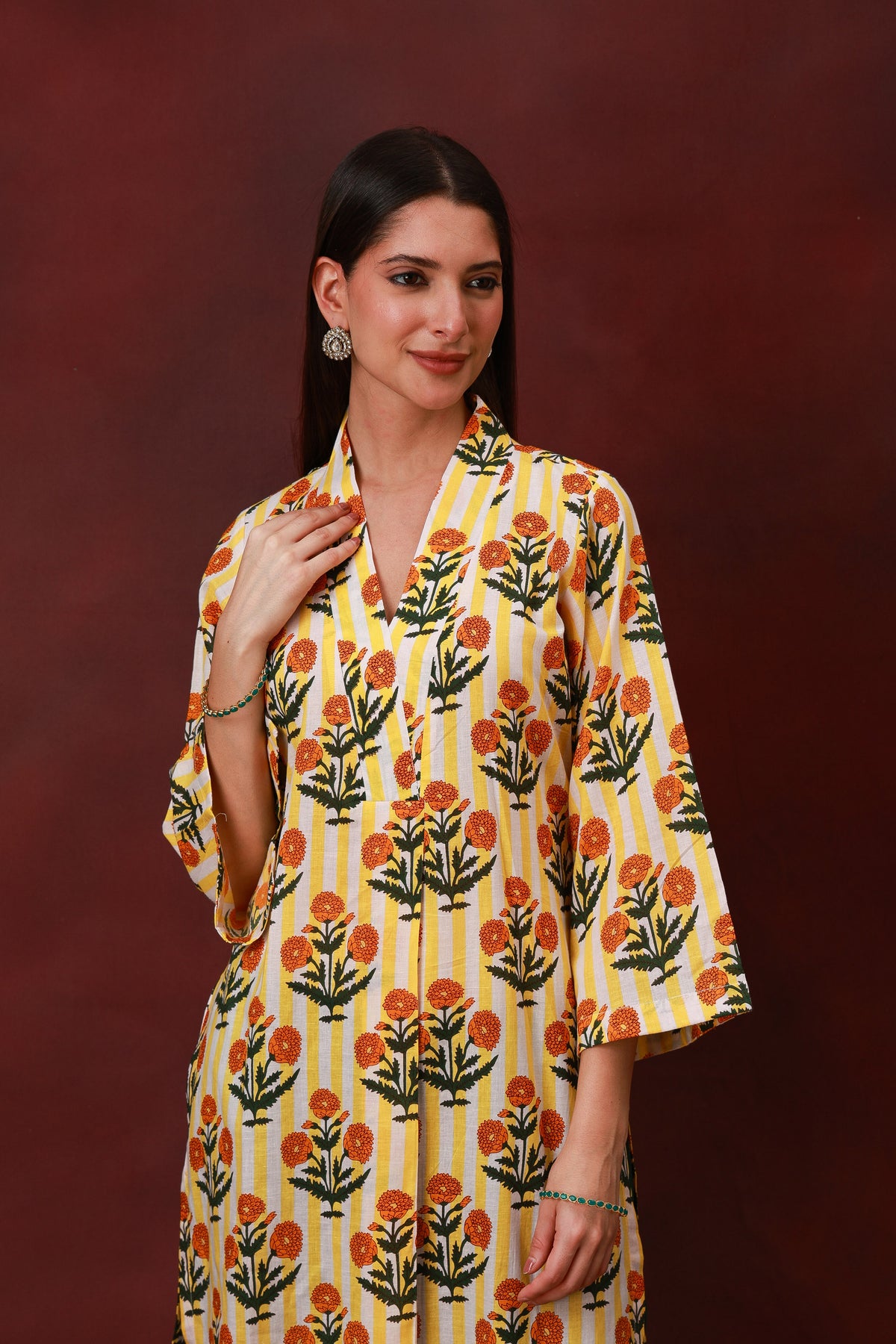 Genda Phool Jaipur hand block floral cotton kurta