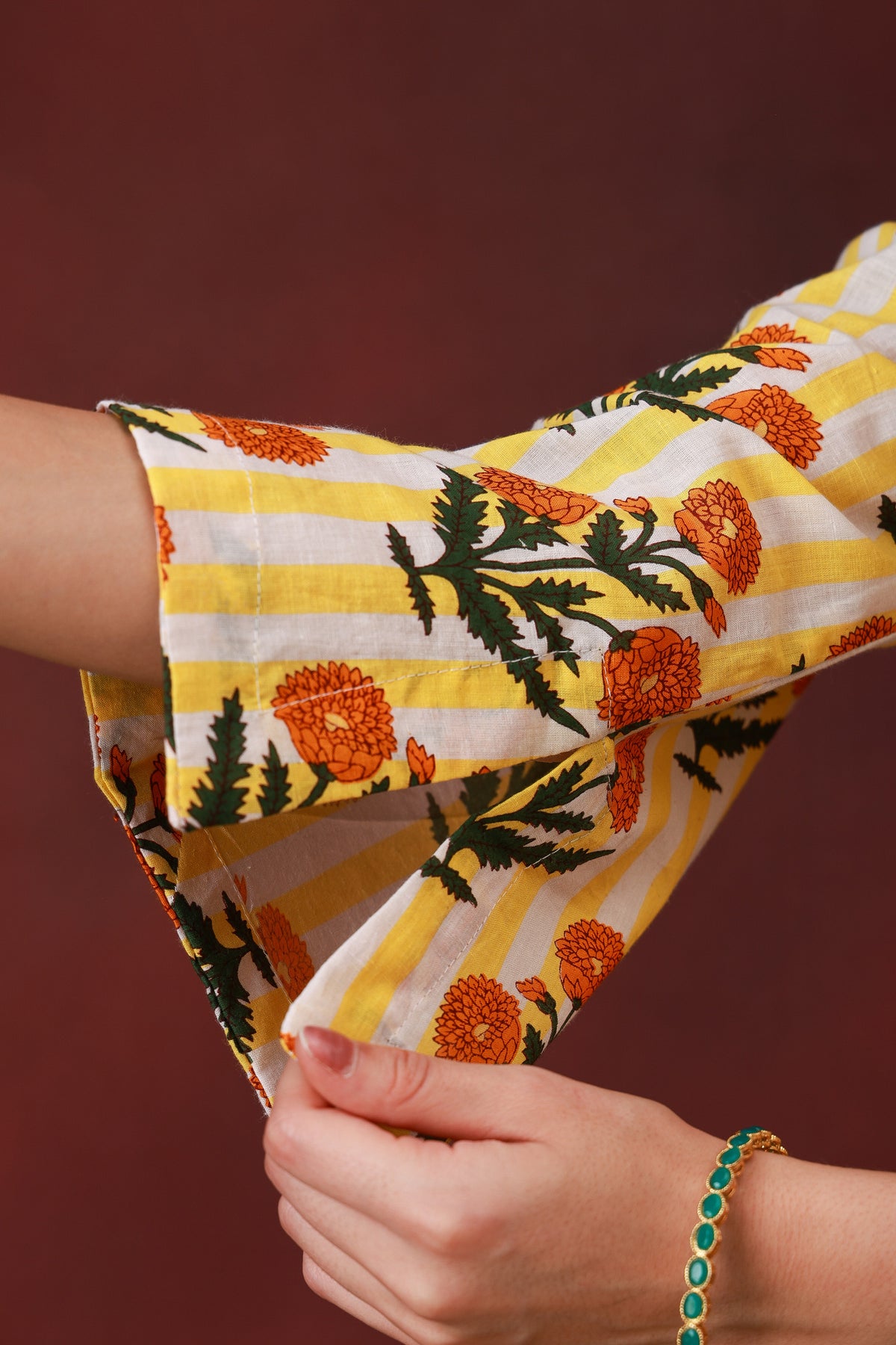 Genda Phool Jaipur hand block floral cotton kurta - view 4