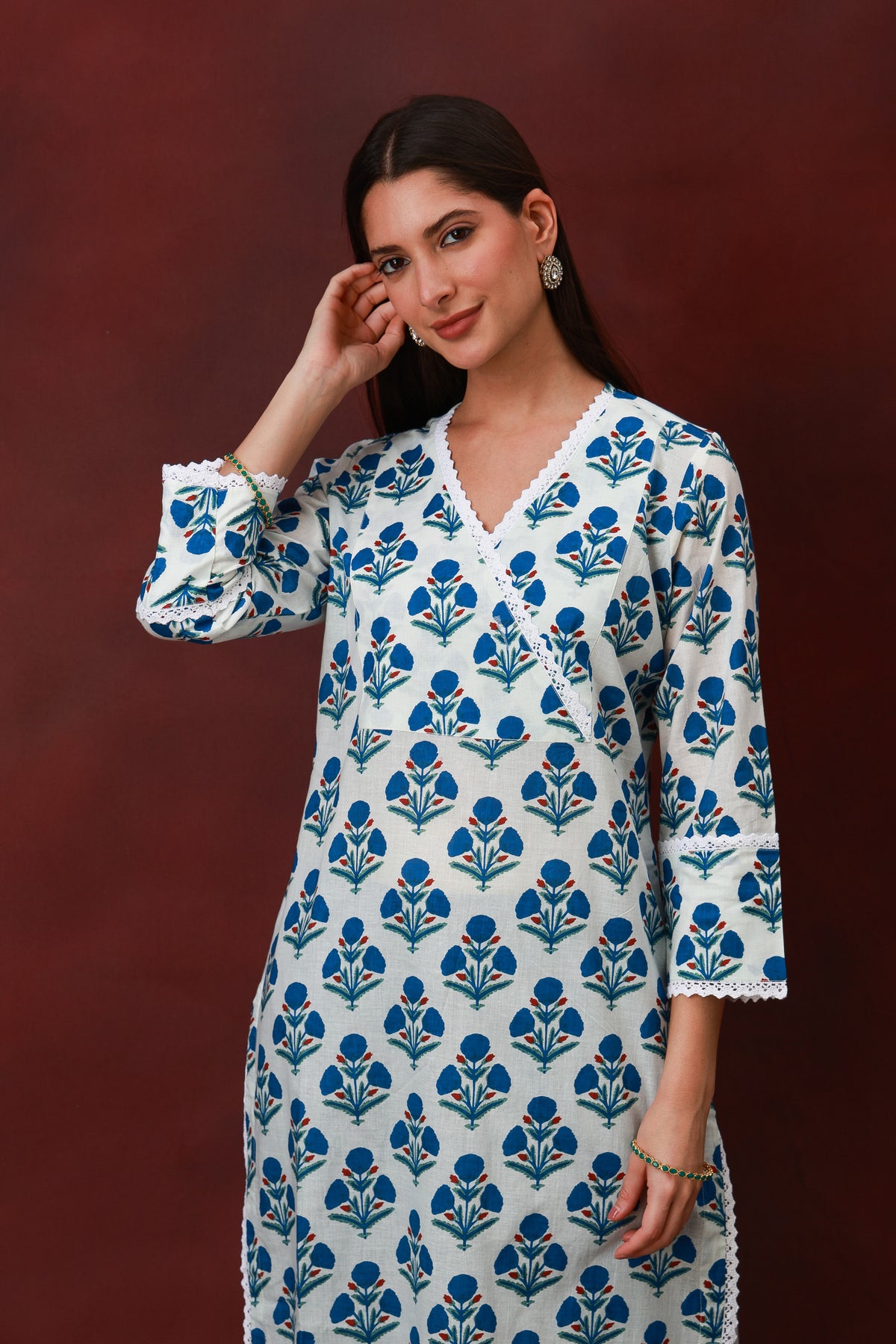 Neelanjali Jaipur hand block floral cotton kurta - view 2