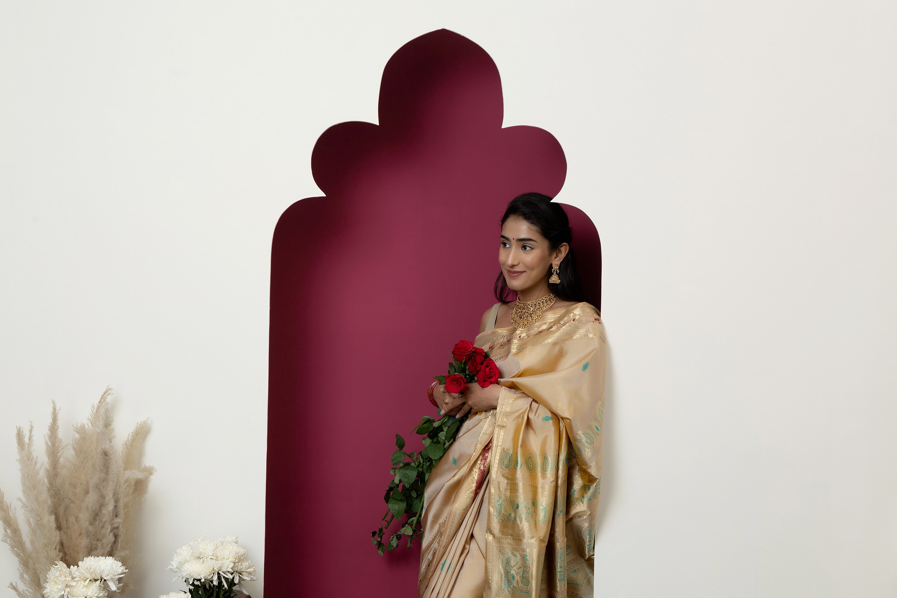 Baluchari handloom pure silk sari, with intricate weaving on border and pallu